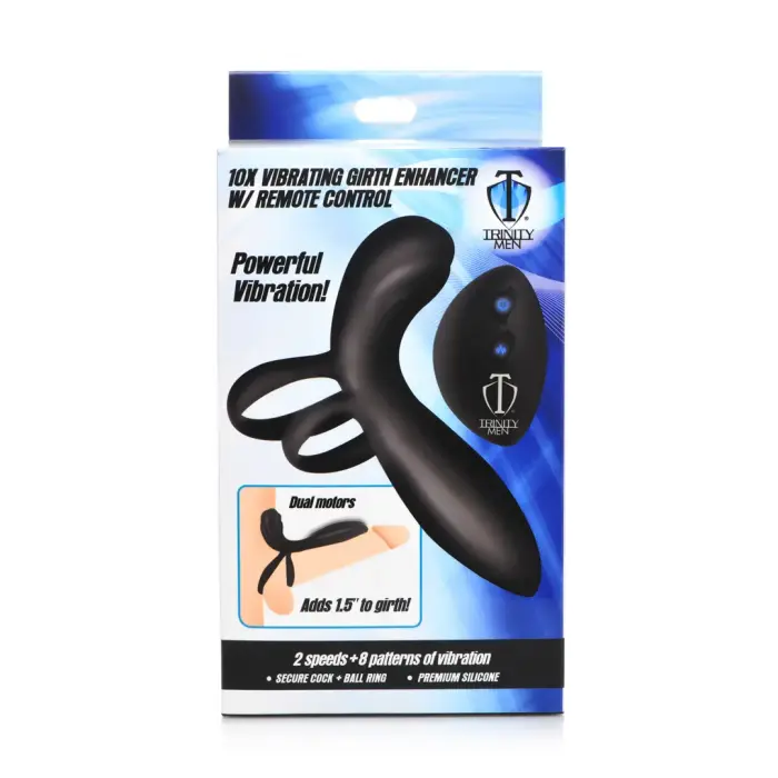 Silicone Vibrating Penis Sleeve with Remote Control – Black