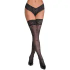 Cottelli LEGWARE чулки до бедра с узором в виде роз – чёрные — Фото 4