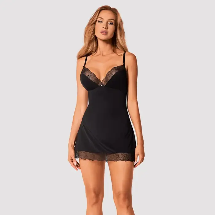 Obsessive Bella Rou комплект сорочки – чёрный – XL/XXL