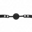 KINK silikona bumbiņas knevelis Model 1 – 4 cm melns ar regulējamu siksnu — Foto 3