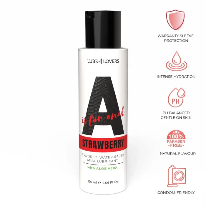 A is for Anal zemeņu aromāta lubrikants uz ūdens bāzes – 120 ml Foto 2