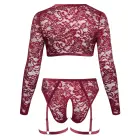Cottelli CURVES Red Lace and Velvet Lingerie Set with Suspender Briefs – 3 XL — Photo 6