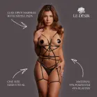 Luxe – открытая портупея на тело с накладками на соски и золотыми деталями – чёрная – один размер — Фото 5