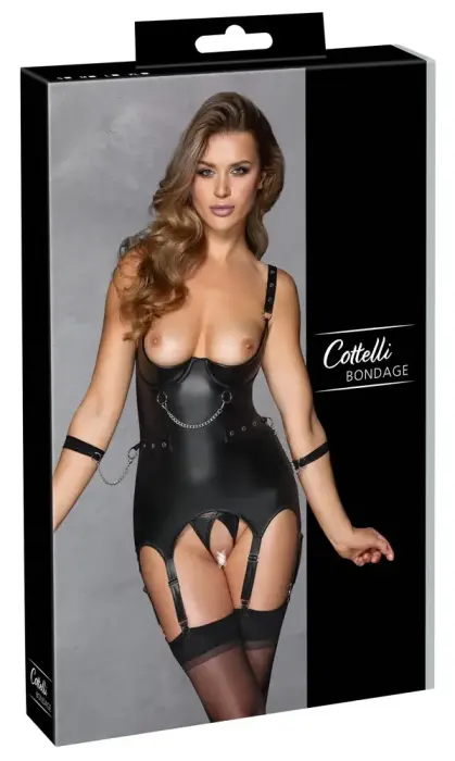 Cottelli BONDAGE Strapshemd Lingerie Set – Black – L