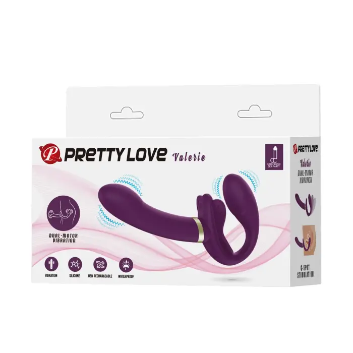 Pretty Love Valerie – strapless vibrating strap-on for couples, 12 functions