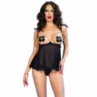 Chilirose CR 4715 – 4-piece open-cup babydoll set with gold chains – black – S — Photo 3
