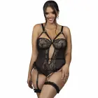 Subblime Teddy with Lace Detail and Adjustable Garter Straps – Black – L/XL — Photo 1
