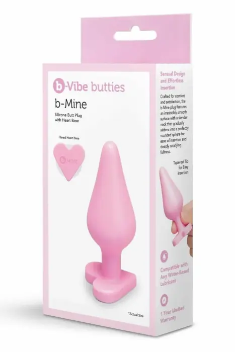 b-Vibe Butties B-Mine – силиконовая анальная пробка с основанием в форме сердца – 8,9 см