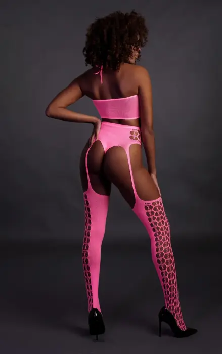 Two Piece with Crop Top and Stockings - Pink - XS/XL Foto 5